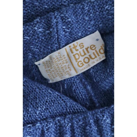 Vintage 1970s It's Pure Gould Nubby Knit Midi Skirt Blue Elastic Waist - Picture 9 of 9